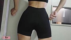 Overwhelmed With Desire As Petite Nini Tries On Tight Leggings, Showcasing Her Big Ass In A Sexy Display Of Curves And Confidence.