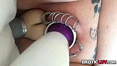I get so turned on toying my pierced pussy with that big dildo until I cum hard
