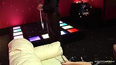 as the night winds down this shaved pussy blonde slut in lingerie gets plowed by big cock with facial cum