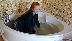 Hey, check out horny Sophia Smith in her college uniform showing off those wet panties.