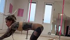 Anuskatzz showcases her athletic moves in an exotic pole dance compilation with fitness elements