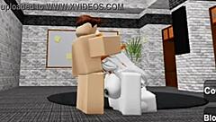 Slutty Roblox bunny girl sneaks into boys locker room for wild fucking!
