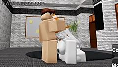 Slutty Roblox bunny girl sneaks into boys locker room for wild fucking!