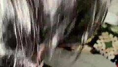 hey, she's giving some good sloppy head to that big black monster cock with deep sucking