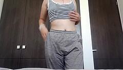 A fan's tit fetish gets fully satisfied with big natural tits and dirty talk in the bedroom.