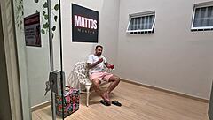 Amateur wife in tight clothes cleans house and ends up with cum in her mouth from big cock blowjob