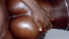 Pov action unfolds as this real ebony slut with big natural tits takes bbc deep in wet pussy creampie