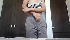 A fan's tit fetish gets fully satisfied with big natural tits and dirty talk in the bedroom.