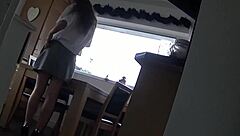 I'm teasing in the kitchen with my stockings and heels on as a mature british lady