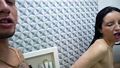 Brazilian Bodybuilder Licks Her Muscular Ass and Young Sexy Tits!