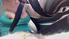 italian milf artemisia love shows big natural tits in horny outdoor close up car session 😜