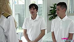 I feel so drawn to innocent stepmom Brandi Love as she bends over for deepthroat blowjob and cowgirl riding in this hardcore threesome with big tits blonde action