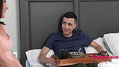 Petite brunette babe gives body as intense birthday gift to step bro with rough POV sex