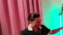 Hey, the maid got so turned on smelling the foot odor from her boss's daughter 👣