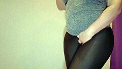 hey, wanna watch me pee and wet these leggings with my big pussy?