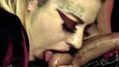 Bourgogne Velour Blonde Milf Gives Sloppy Blowjob And Ball Licking To Big Black Cock