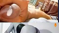 Hey check this cum tribute to that hot milf with shaved pussy and stockings