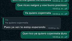 Conversacion de whatsapp con la jefa de mi amigo Oscar me lleva a creampie casero en webcam!