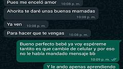 Conversacion de whatsapp con la jefa de mi amigo Oscar me lleva a creampie casero en webcam!