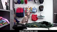 Oh man, suspected shoplifter Emma Starletto gets caught and punished hard in the office