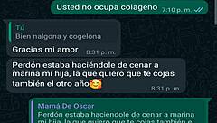 Conversacion de whatsapp con la jefa de mi amigo Oscar me lleva a creampie casero en webcam!