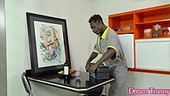 Can you believe Tgirl Isa Lawrence opens her mouth for BBC cum after getting banged?