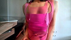 hey that horny student got caught dancing in the office all covered in cum after riding pov