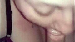 Slut wife emily sucking dick for cumshot on big tits in homemade blowjob