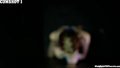 this teen handles a big cock at the gloryhole, collecting nine cumshots through blowjobs and pov fucking in casual style