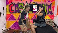 BBW Woman With Giant Ass Gets Tattooed While Licked In Ass And Pussy