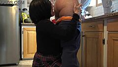 hey check out this milf giving a slutty rimjob in the kitchen like a total whore