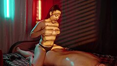 Happy Ending Massage In Underground Salon Where Long-Haired Brunette Masseuse Gives Handjob To Neighbor Guy On Oiled Bed