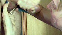 The horny wife got fisted on the kitchen counter while her husband watched in the homemade video.