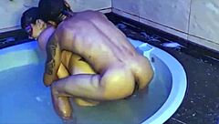 in a casual gathering, the married latina joins an interracial amateur event for some lighthearted fun