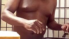 In the kitchen, Llamasr experiments with bananas and other foods after dark for an adventurous session.