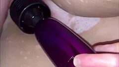 She reaches multiple orgasms through intense fucking with cum splashing on her naked tits and pussy