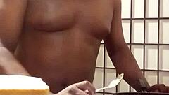 In the kitchen, Llamasr experiments with bananas and other foods after dark for an adventurous session.