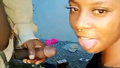 This African teen started with deepthroat on the big black cock. She got sloppy, spitting cum all over her face after the facial.
