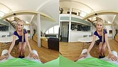 in this czech vr experience a mesmerizing blonde girlfriend gets horny in lingerie then rides your cock in cowgirl and doggystyle pov with natural tits bouncing