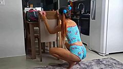 I caught my stepdad jerking off to me, so I gave him a handjob and let him cum on my shaking ass