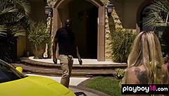 Hey, check out this bubble-covered ebony milf Misty Stone and her nude teen 18+ girlfriends washing a car outdoors! 🚗🧼