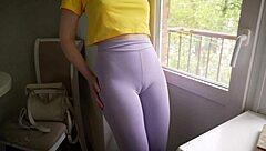 Why is your stepsis teasing with that big cameltoe in tight leggings at the gym?