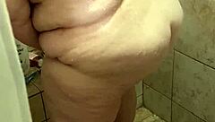 curvy bbw wife gets spotted rinsing off solo in that steamy shower setup