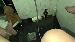 Arab teen with perfect body strips in shower for solo masturbation squirting orgasm on her tight pussy