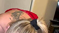 Step sister heads to the toilet but her step brother waits with big dick for her to suck