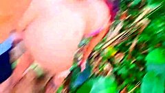 Bold handjob action for the cute brunette babe right on the risky beach trail.