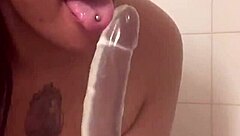 Fresh Face And Bare Ass Watch Me Fuck Myself In The Shower With Dildo And Orgasm