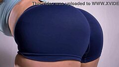 she starts her routine with careful stretches in the room focusing on colombian curves and short hair