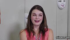 unusual sweetie gets awkward anal treatment in asylum with licking and hardcore bdsm