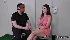 unusual sweetie gets awkward anal treatment in asylum with licking and hardcore bdsm